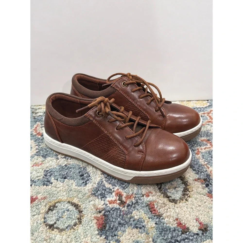 Hawkwell Oxford Sneaker Boys Size 13 Brown Faux Leather Casual Preppy EUC